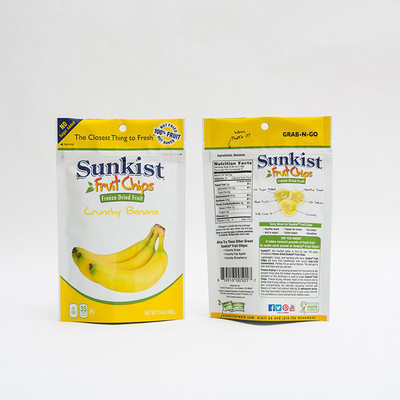 1.4oz droog Banaan Chips Food Packaging Recyclable Stand op Zakken met Ritssluiting